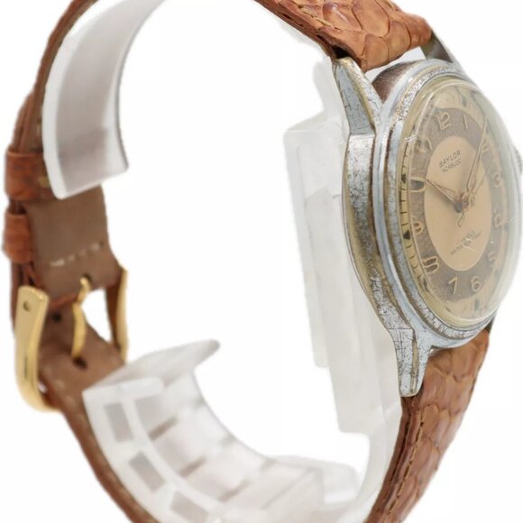 Vintage 30mm Baylor Bullseye 17 Jewel Men's Wristwatch AS 1107 Swiss Made Steel - Picture 2 of 5